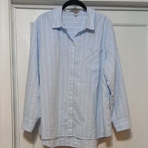 Light Blue Striped Button-Up Shirt